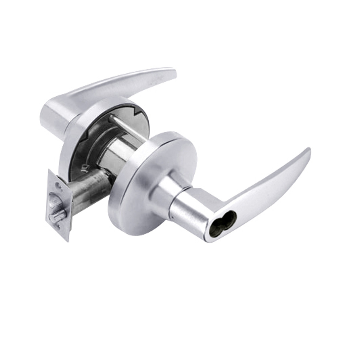 T561BD-A-625 Falcon T Series Cylindrical Classroom Lock with Avalon Lever Style Prepped for SFIC in Bright Chrome Finish