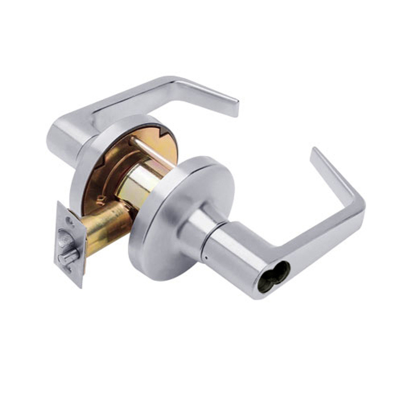 T511BD-D-626 Falcon T Series Cylindrical Entry/Office Lock with Dane Lever Style Prepped for SFIC in Satin Chrome Finish