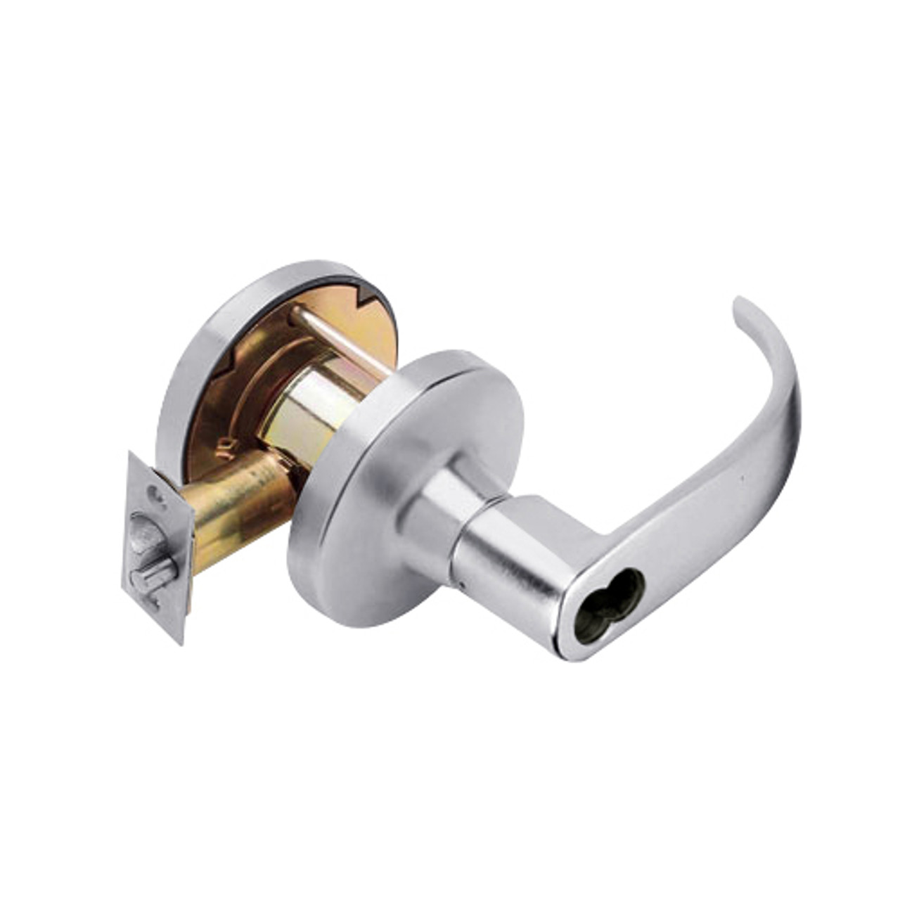 T351BD-Q-626 Falcon T Series Cylindrical Closet Lock with Quantum Lever Style Prepped for SFIC in Satin Chrome Finish