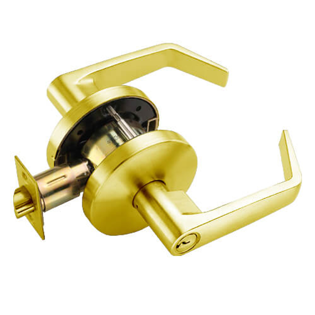 W561PD-D-605 Falcon W Series Cylindrical Classroom Lock with Dane Lever Style in Bright Brass Finish
