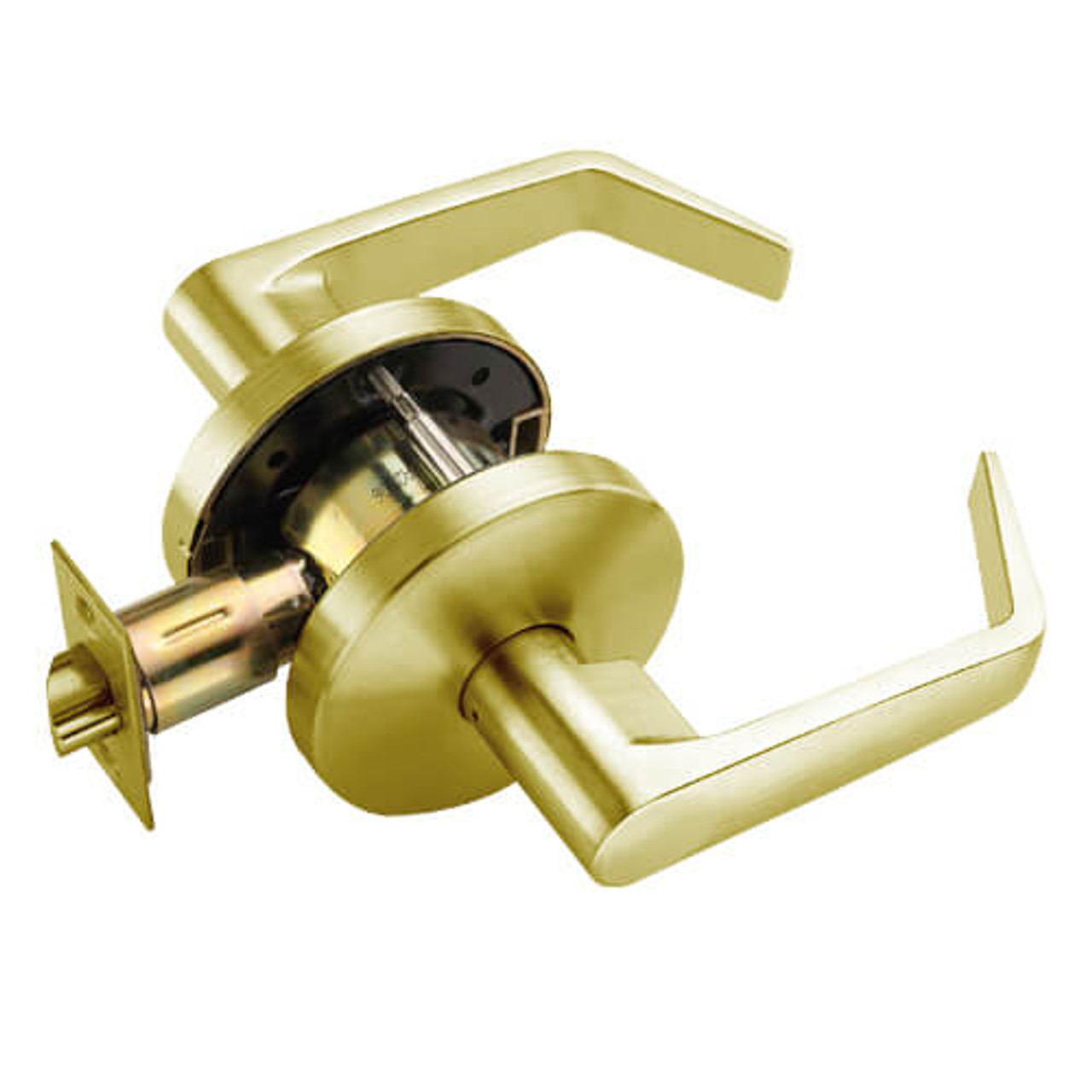 W101S-D-606 Falcon W Series Cylindrical Passage Lock with Dane Lever Style in Satin Brass Finish