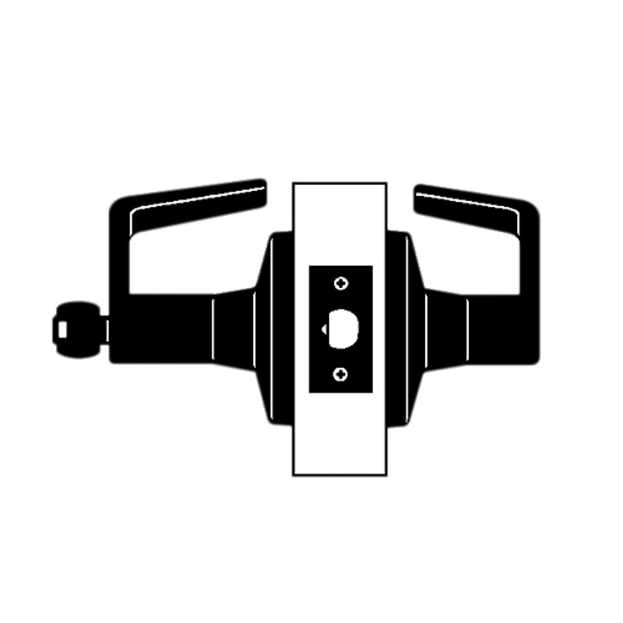 W581PD-Q-605 Falcon W Series Cylindrical Storeroom Lock with Quantum Lever Style in Bright Brass