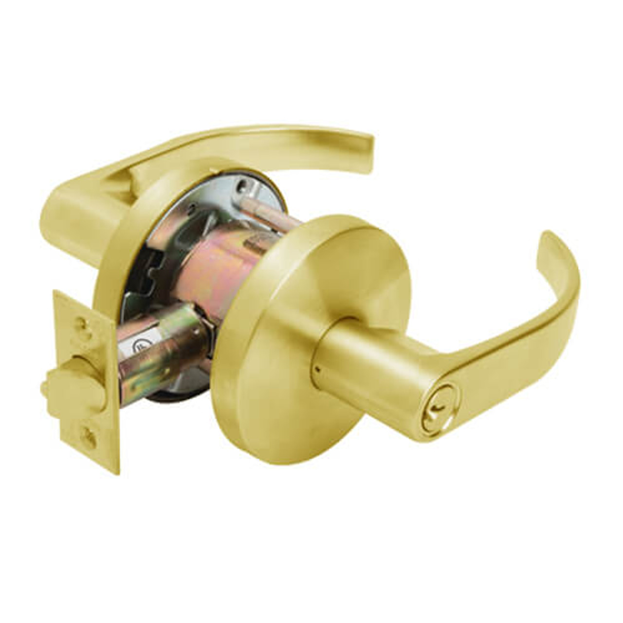 W711PD-Q-605 Falcon W Series Cylindrical Apartment Entry Lock with Quantum Lever Style in Bright Brass Finish