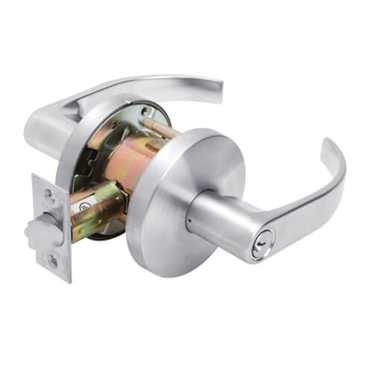 W711PD-Q-625 Falcon W Series Cylindrical Apartment Entry Lock with Quantum Lever Style in Bright Chrome Finish