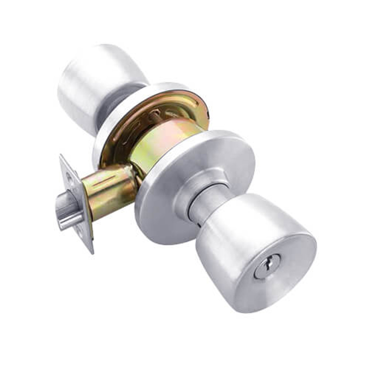W711PD-E-625 Falcon W Series Cylindrical Apartment Entry Lock with Elite Knob Style in Bright Chrome Finish