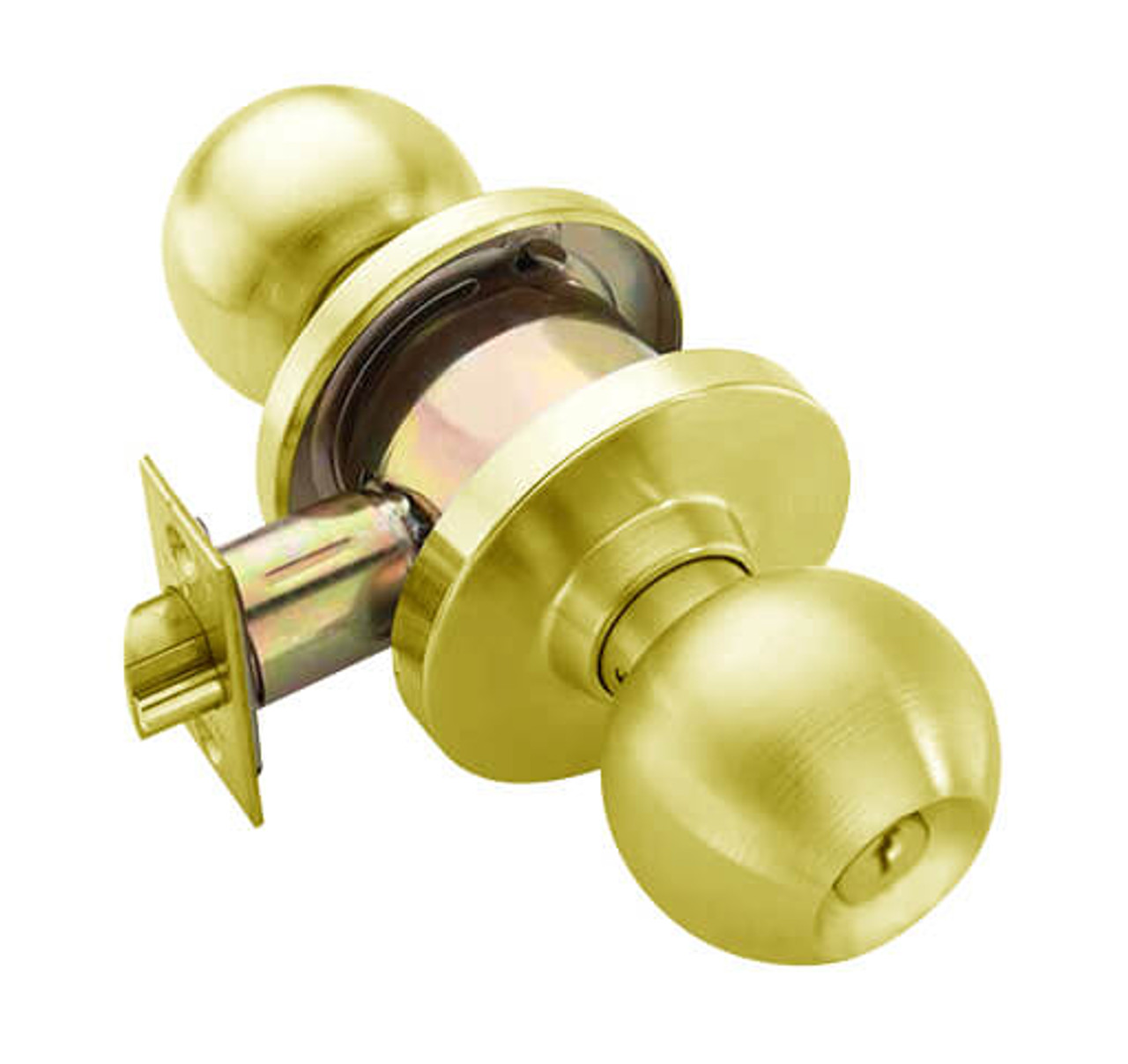 W561PD-H-605 Falcon W Series Cylindrical Classroom Lock with Hana Knob Style in Bright Brass Finish