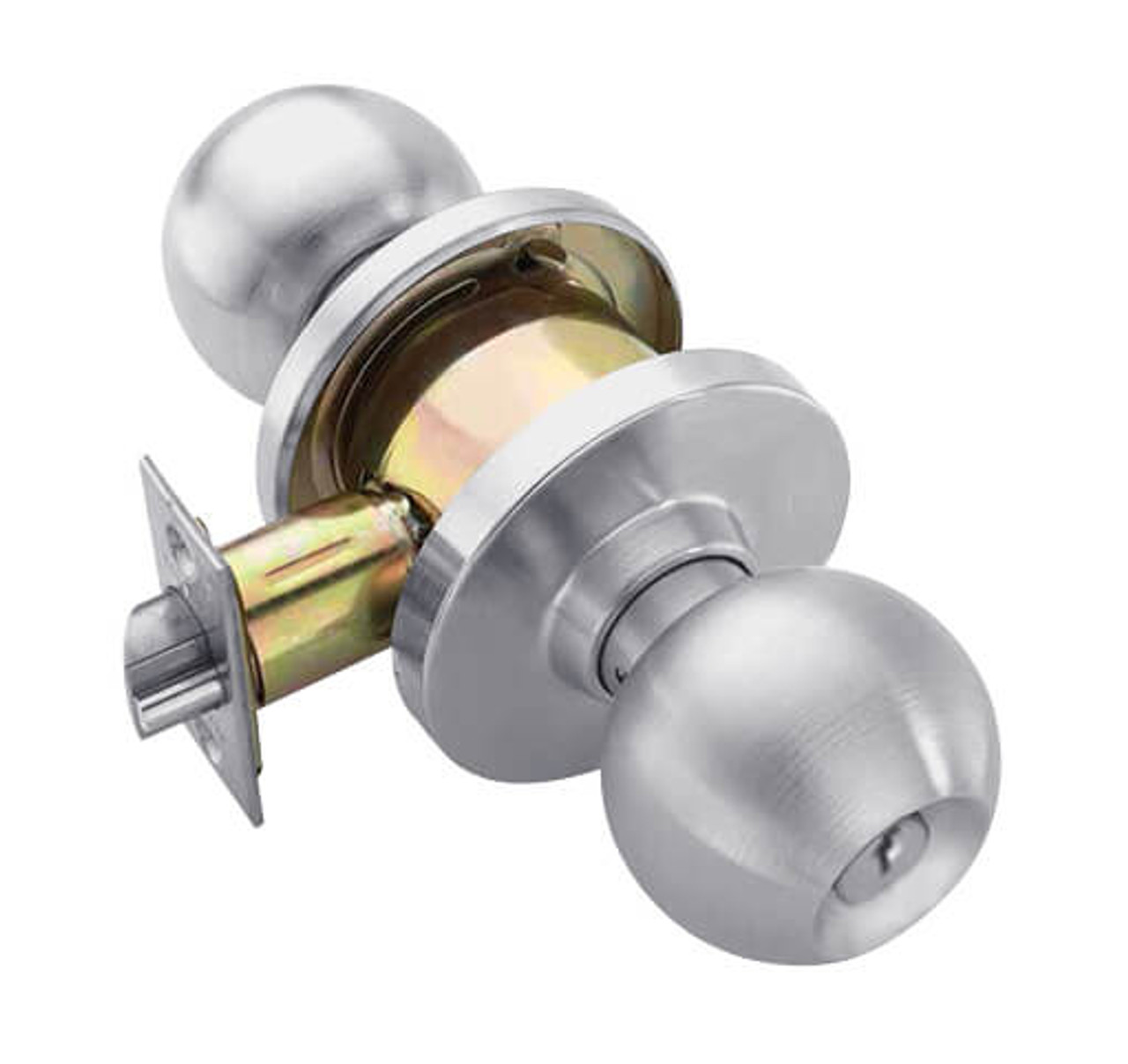 W571PD-H-626 Falcon W Series Cylindrical Corridor Lock with Hana Knob Style in Satin Chrome Finish