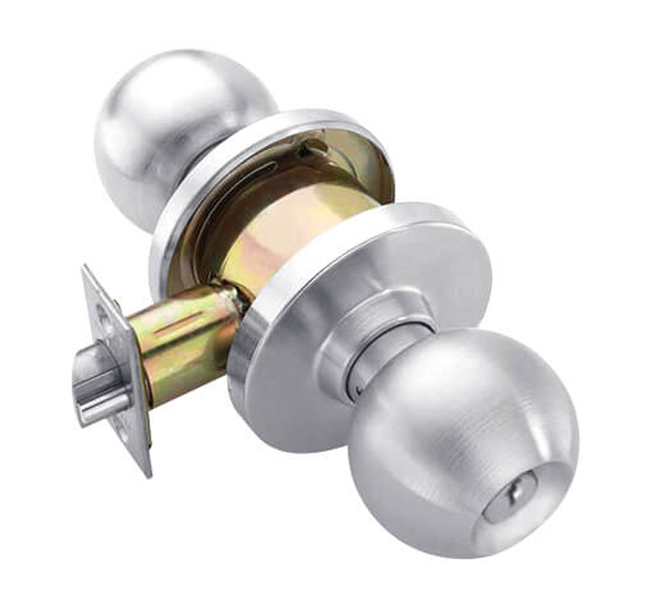 W571PD-H-625 Falcon W Series Cylindrical Corridor Lock with Hana Knob Style in Bright Chrome Finish