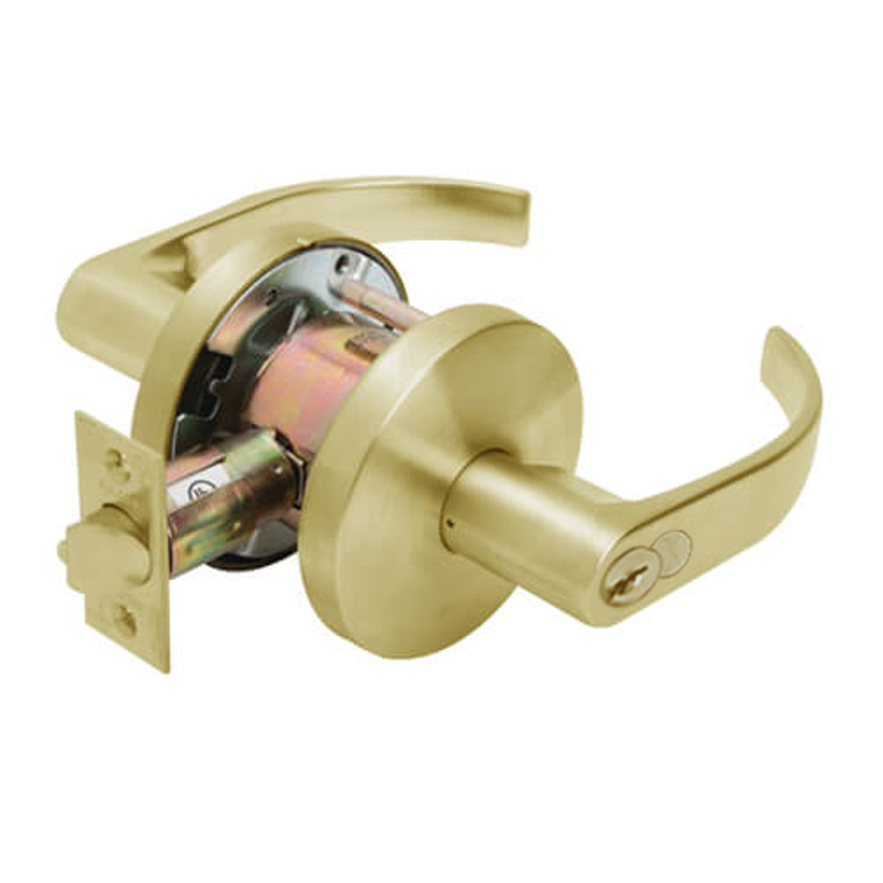 W501GD-Q-606 Falcon W Series Cylindrical Entry Lock with Quantum Lever Style in Satin Brass Finish