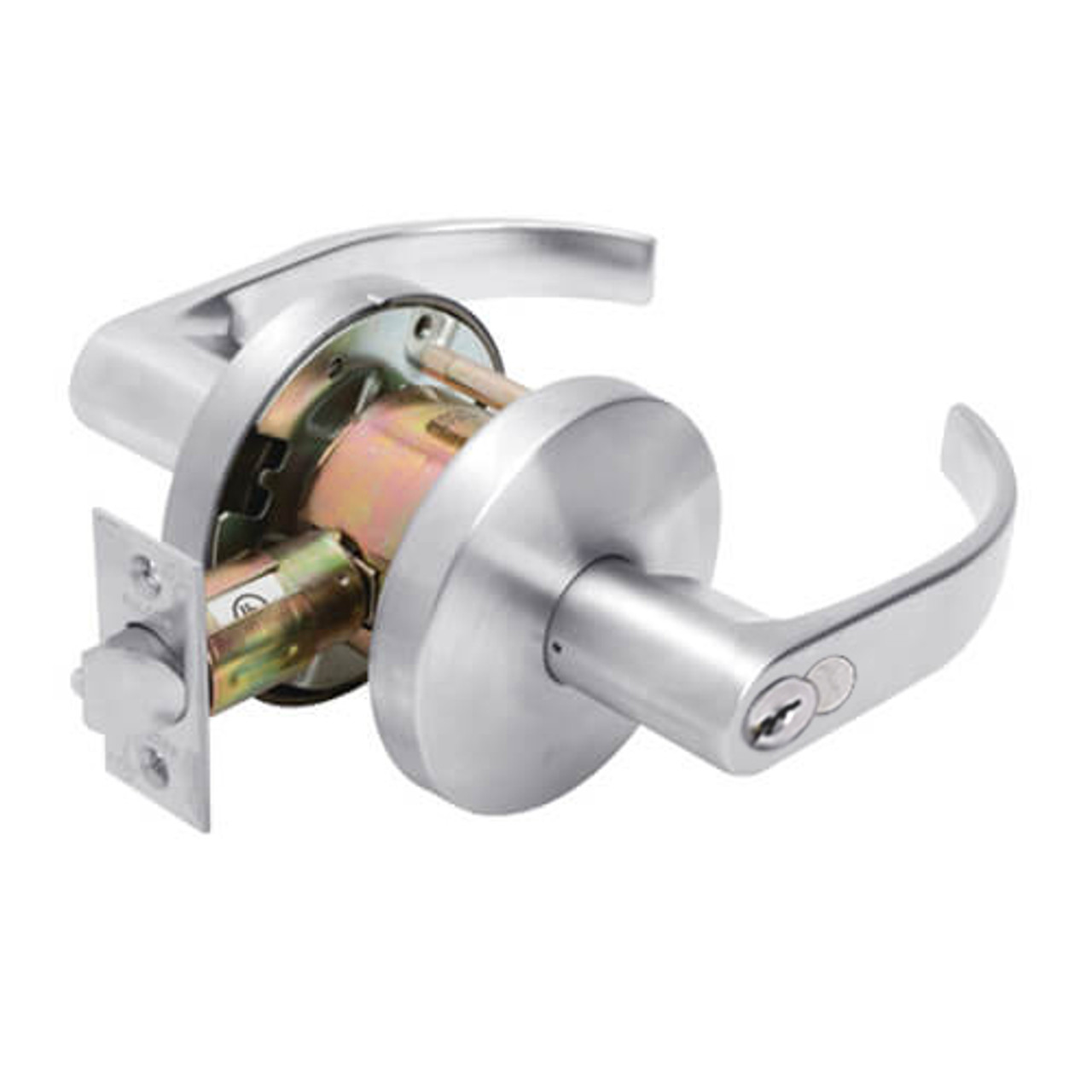 W561GD-Q-625 Falcon W Series Cylindrical Classroom Lock with Quantum Lever Style in Bright Chrome Finish