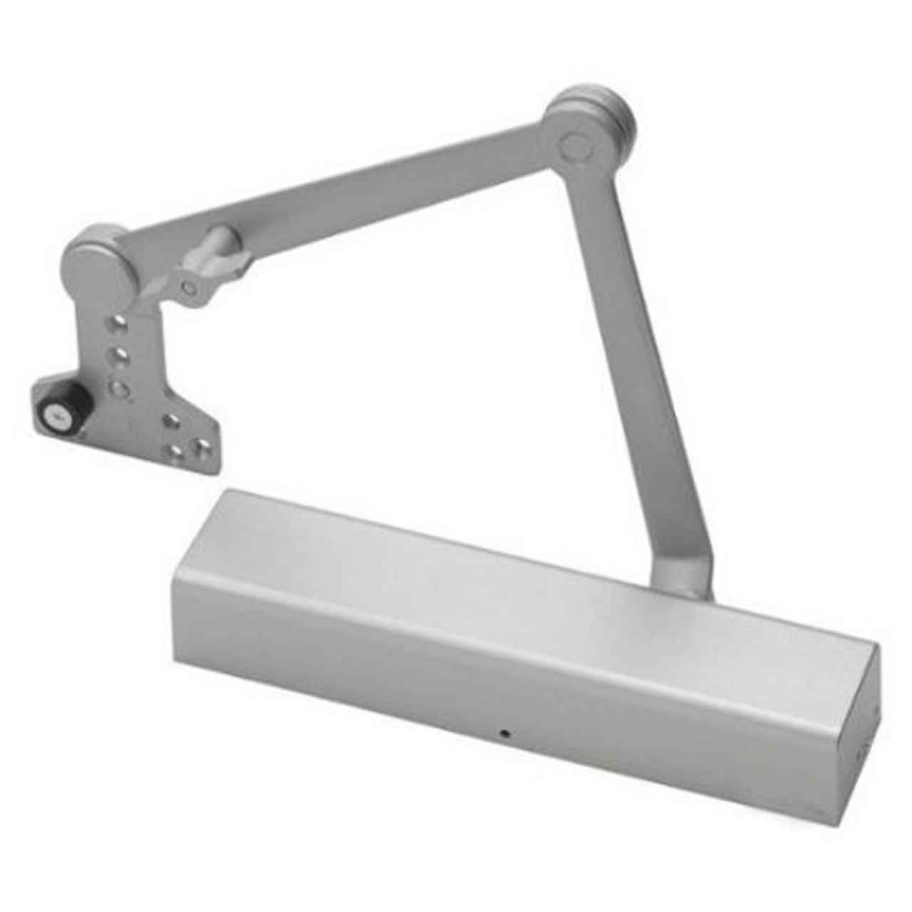 210-HDH-689 Norton 210 Series Door Closer Heavy-Duty Hold Open Thumbturn Arm with Removable Stop in Aluminum Finish
