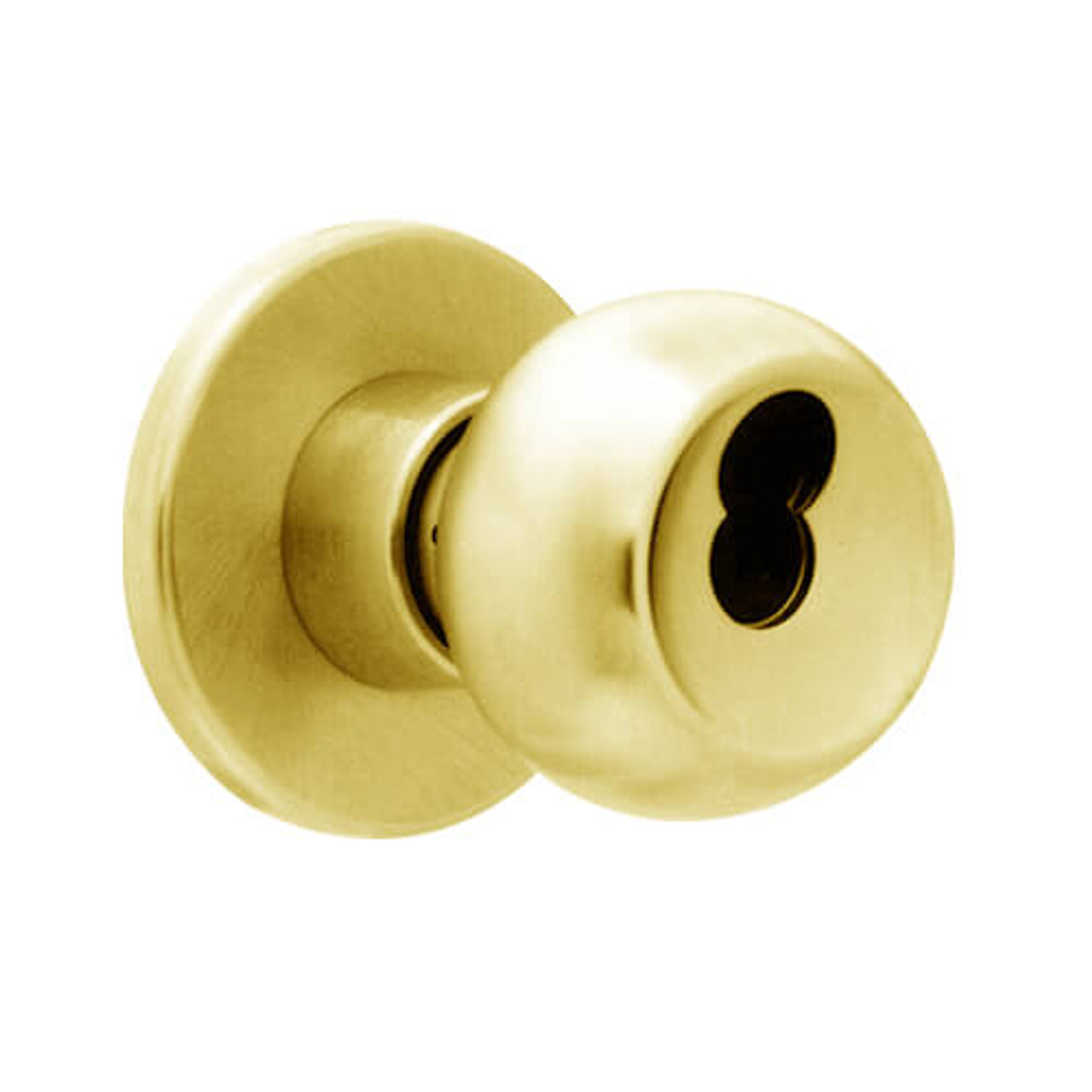 X501BD-TG-605 Falcon X Series Cylindrical Entry Lock with Troy-Gala Knob Style in Bright Brass Finish