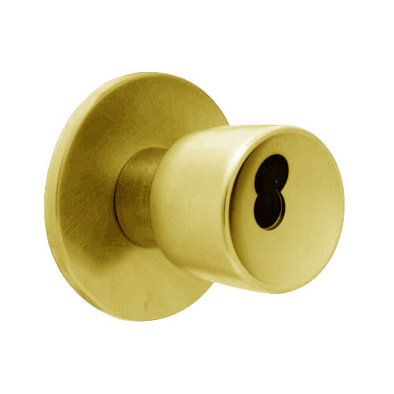 X581BD-EY-605 Falcon X Series Cylindrical Storeroom Lock with Elite-York Knob Style in Bright Brass Finish