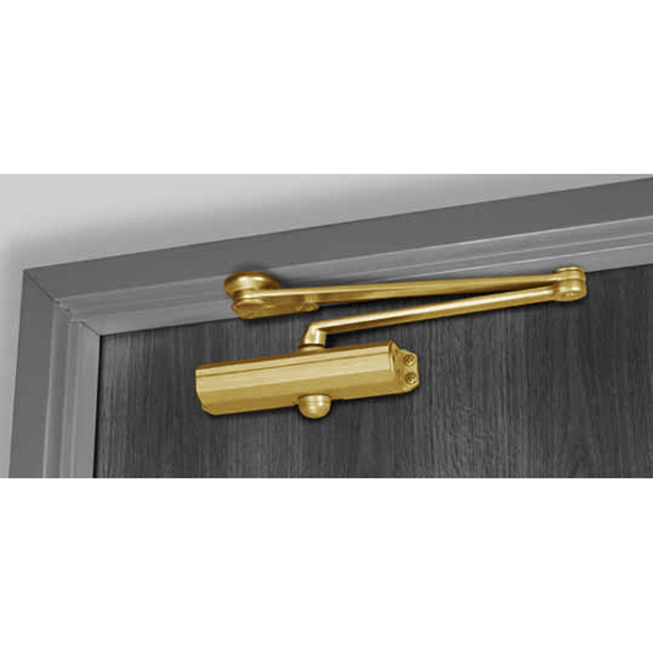 PR1601H-LH-696 Norton 1600 Series Hold Open Adjustable Door Closer with Parallel Rigid Arm in Satin Brass Painted Finish