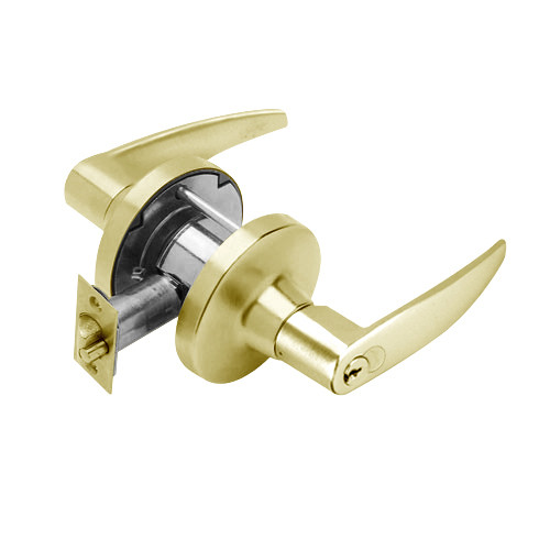 T511GD-A-606 Falcon T Series Cylindrical Entry/Office Lock with Avalon Lever Style and Falcon SFIC Core in Satin Brass Finish