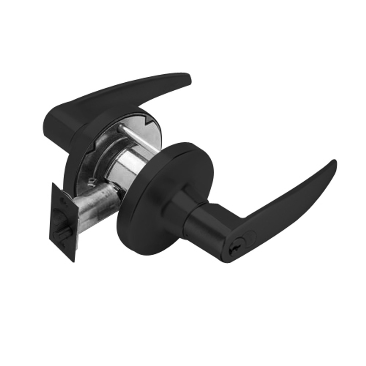 T581GD-A-622 Falcon T Series Cylindrical Storeroom Lock with Avalon Lever Style Prepped for SFIC in Matte Black Finish