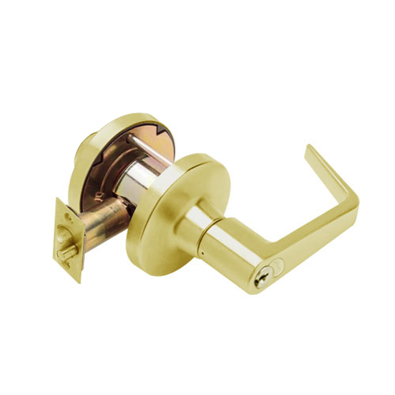 T351GD-D-606 Falcon T Series Cylindrical Closet Lock with Dane Lever Style Prepped for SFIC in Satin Brass Finish