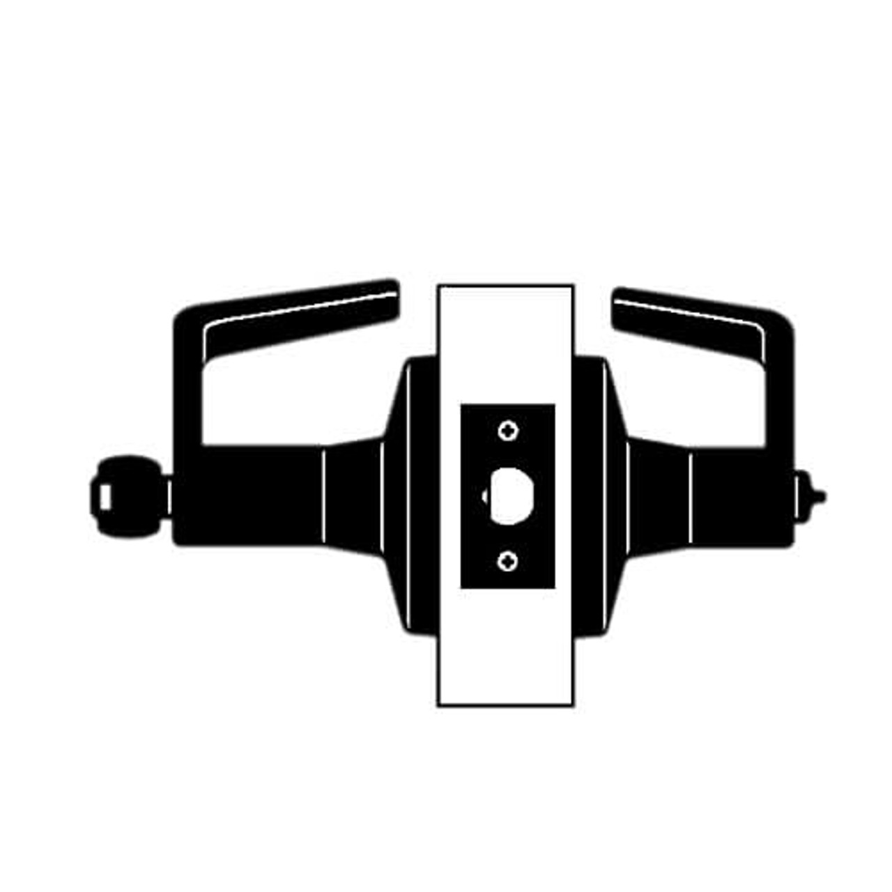 T521GD-D-625 Falcon T Series Cylindrical Office Lock with Dane Lever Style Prepped for SFIC in Bright Chrome