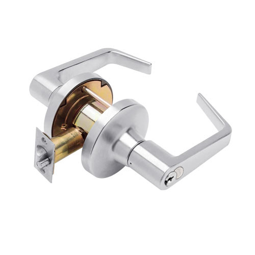 T581GD-D-625 Falcon T Series Cylindrical Storeroom Lock with Dane Lever Style and Falcon SFIC Core in Bright Chrome Finish