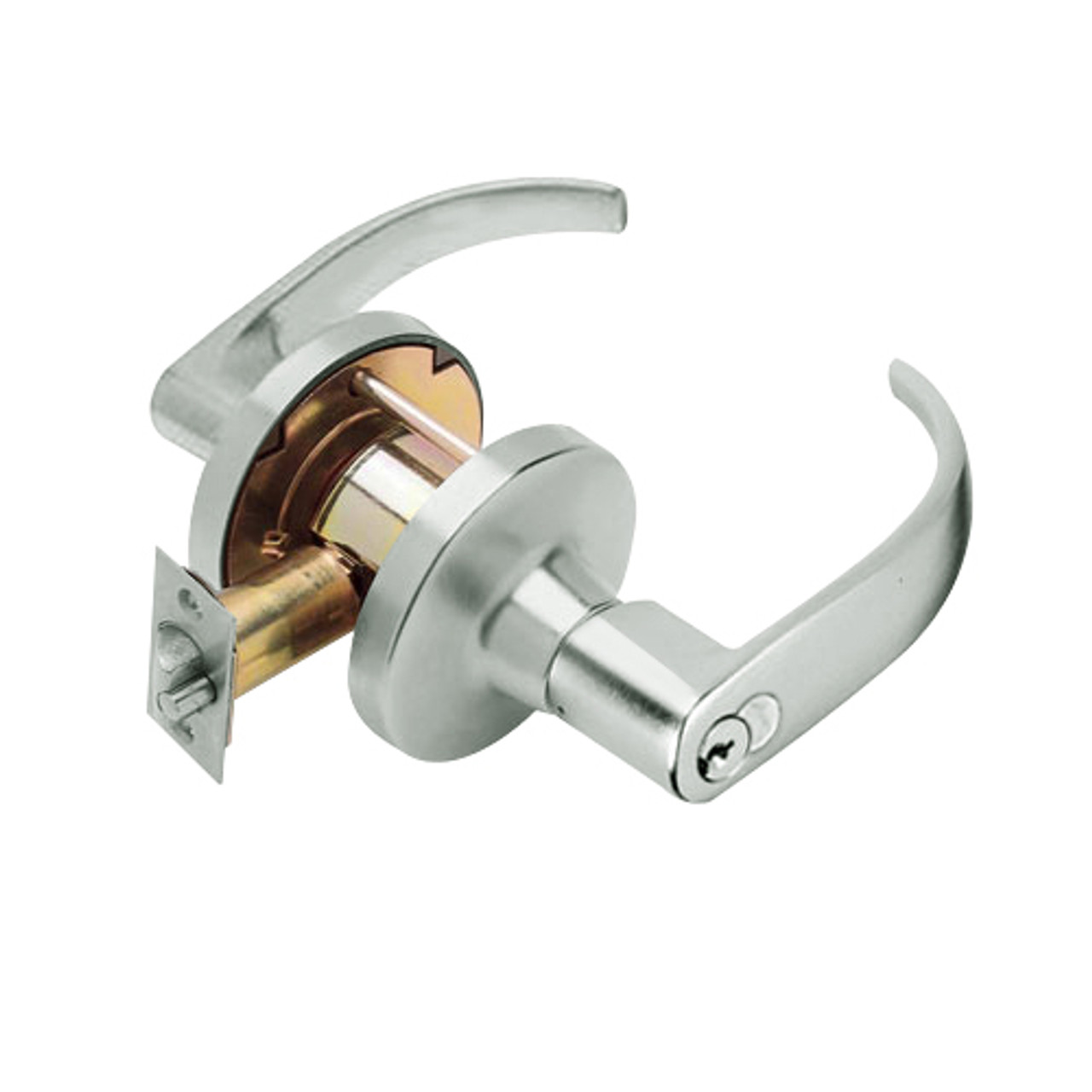 T411GD-Q-619 Falcon T Series Cylindrical Asylum Lock with Quantum Lever Style Prepped for SFIC in Satin Nickel Finish