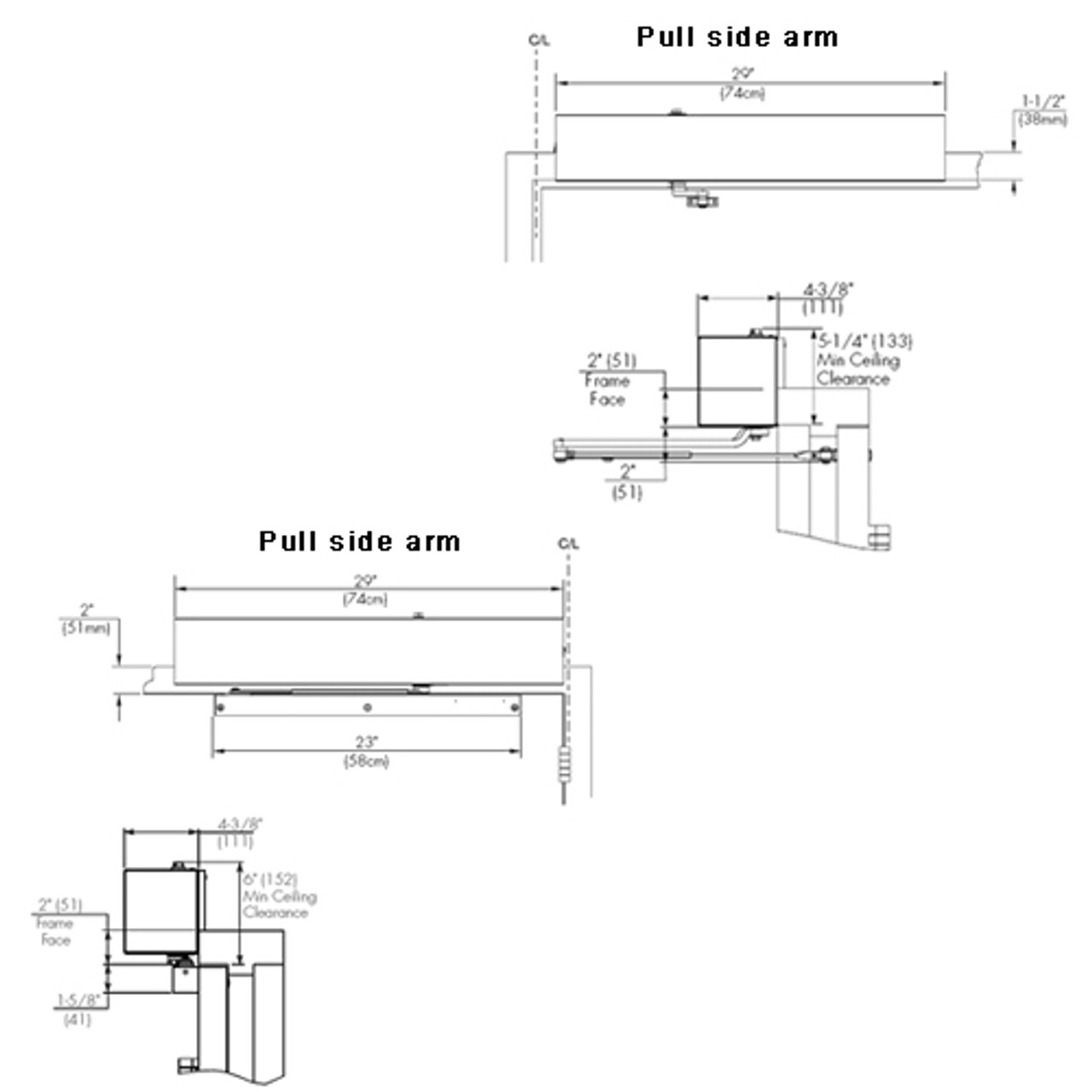 5740-PC-690 Norton 5700 Series Universal Unit Push or Pull Side Arm Low Energy Power Operator with Power Cord in Statuary Bronze