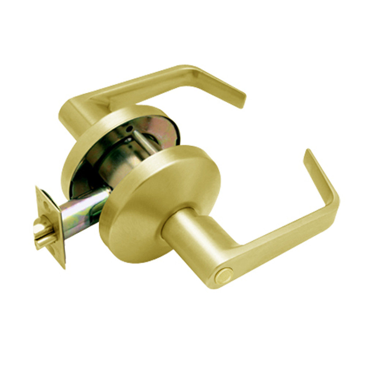 B301S-D-605 Falcon B Series Non-Keyed Cylinder Privacy Lock with Dane Lever Style in Bright Brass Finish