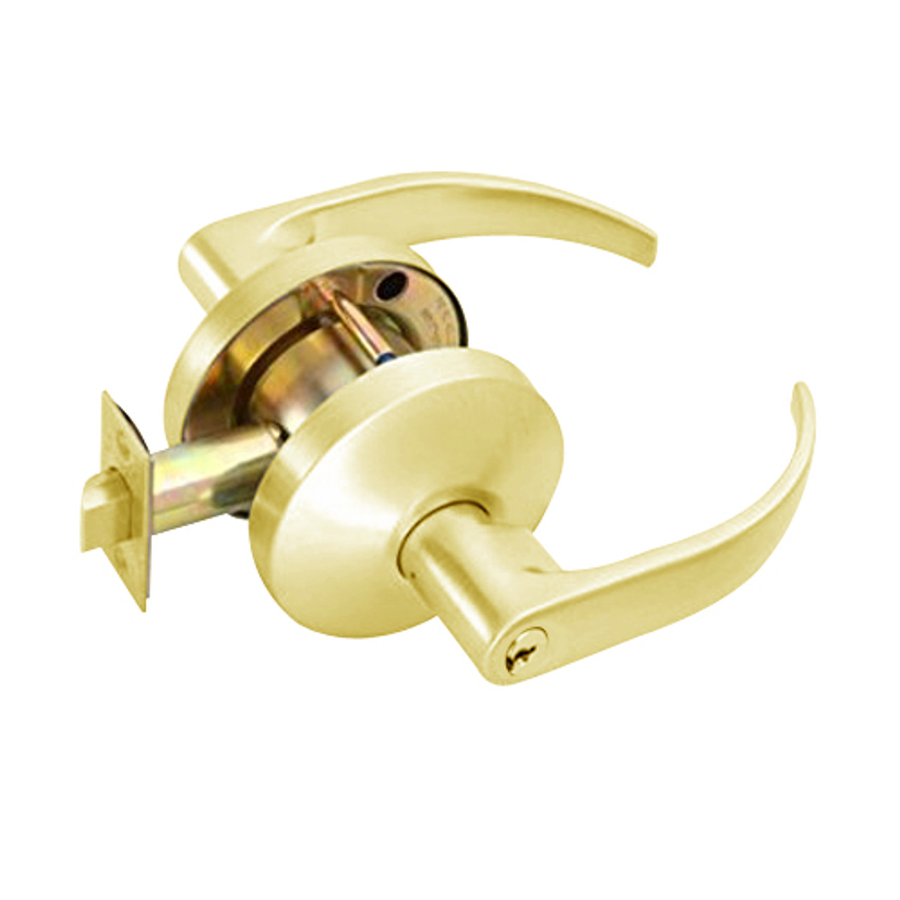 B511PD-Q-605 Falcon B Series Single Cylinder Entry/Office Lock with Quantum Lever Style in Bright Brass Finish