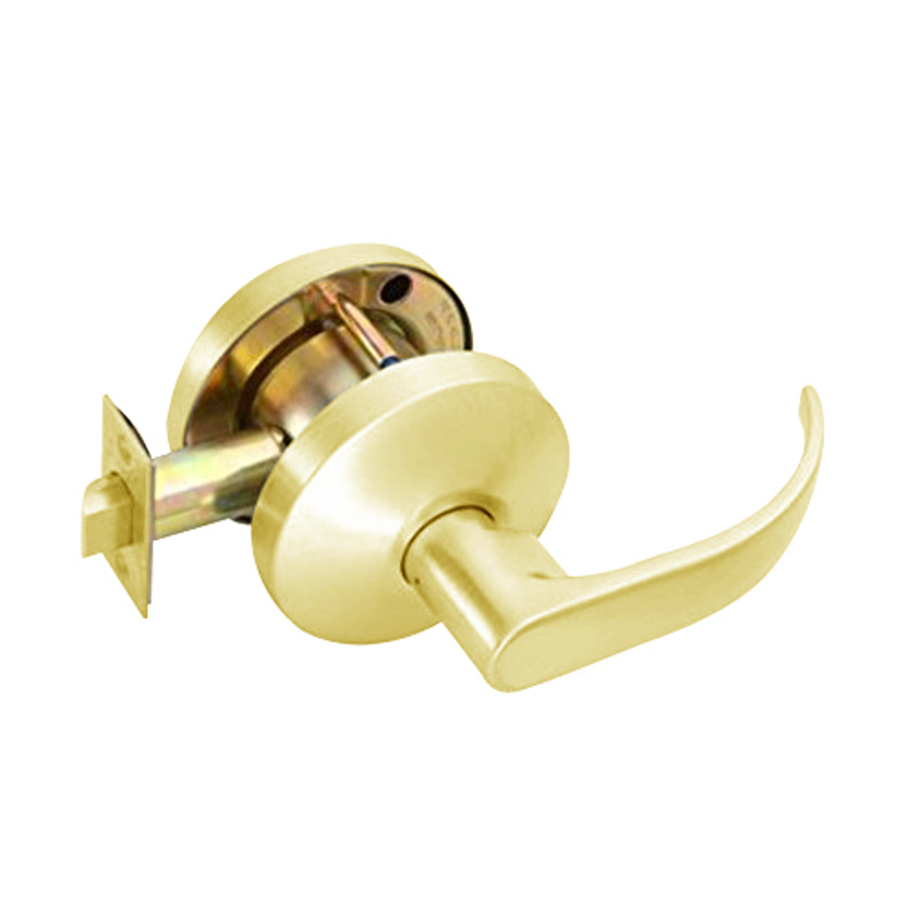 B161D-Q-605 Falcon B Series Non-Keyed Cylinder Communicating Latch with Quantum Lever Style in Bright Brass Finish