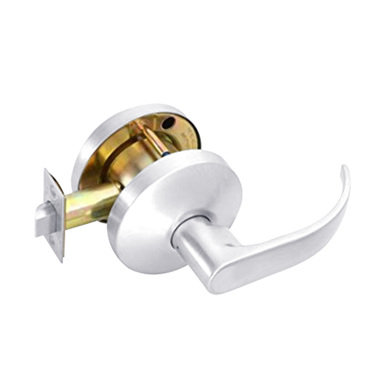 B161D-Q-625 Falcon B Series Non-Keyed Cylinder Communicating Latch with Quantum Lever Style in Bright Chrome Finish
