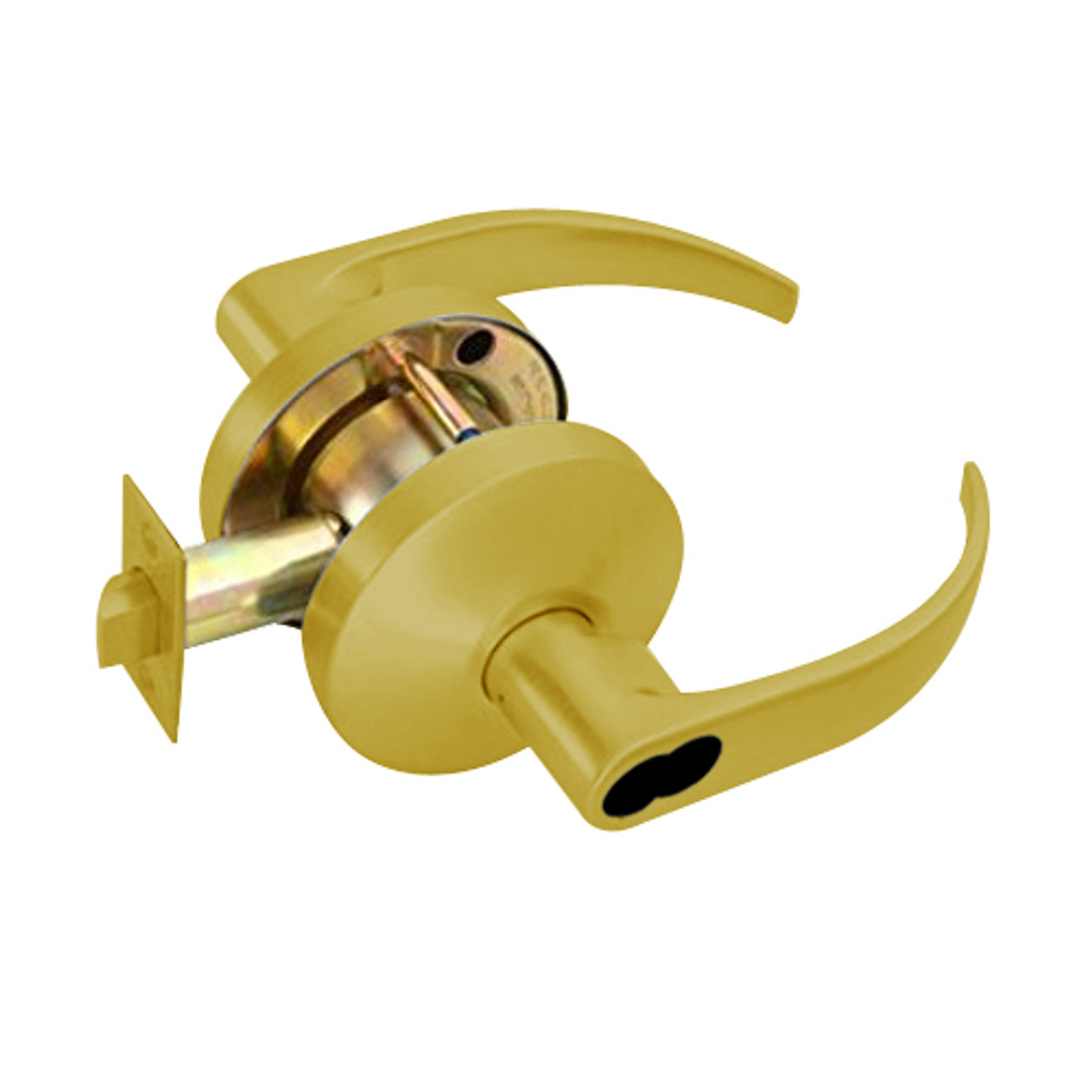 B511BD-Q-605 Falcon B Series Single Cylinder Entry/Office Lock with Quantum Lever Style in Bright Brass Finish