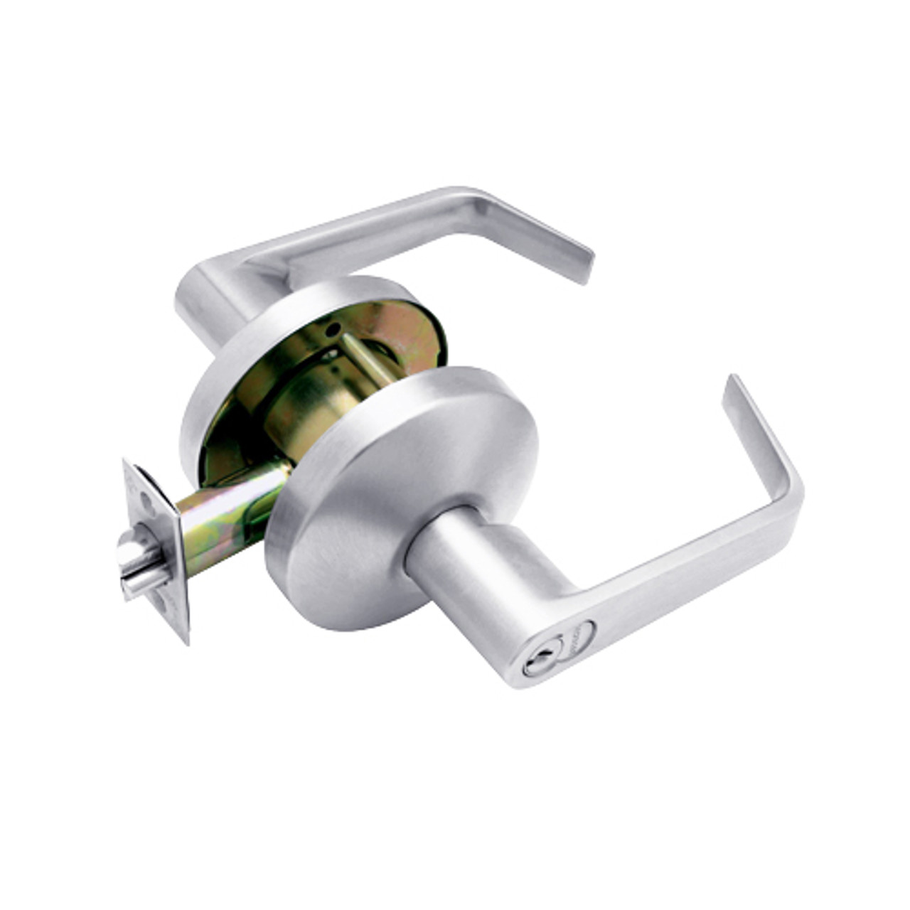 B581GD-D-625 Falcon B Series Single Cylinder Storeroom Lock with Dane Lever Style in Bright Chrome Finish