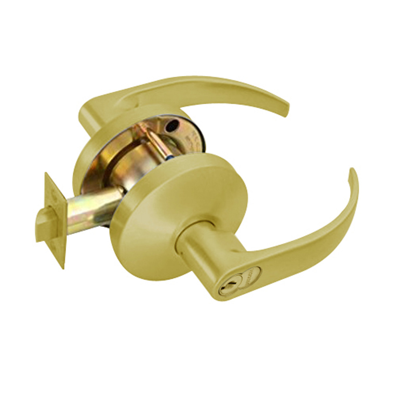 B511GD-Q-606 Falcon B Series Single Cylinder Entry/Office Lock with Quantum Lever Style in Satin Brass Finish