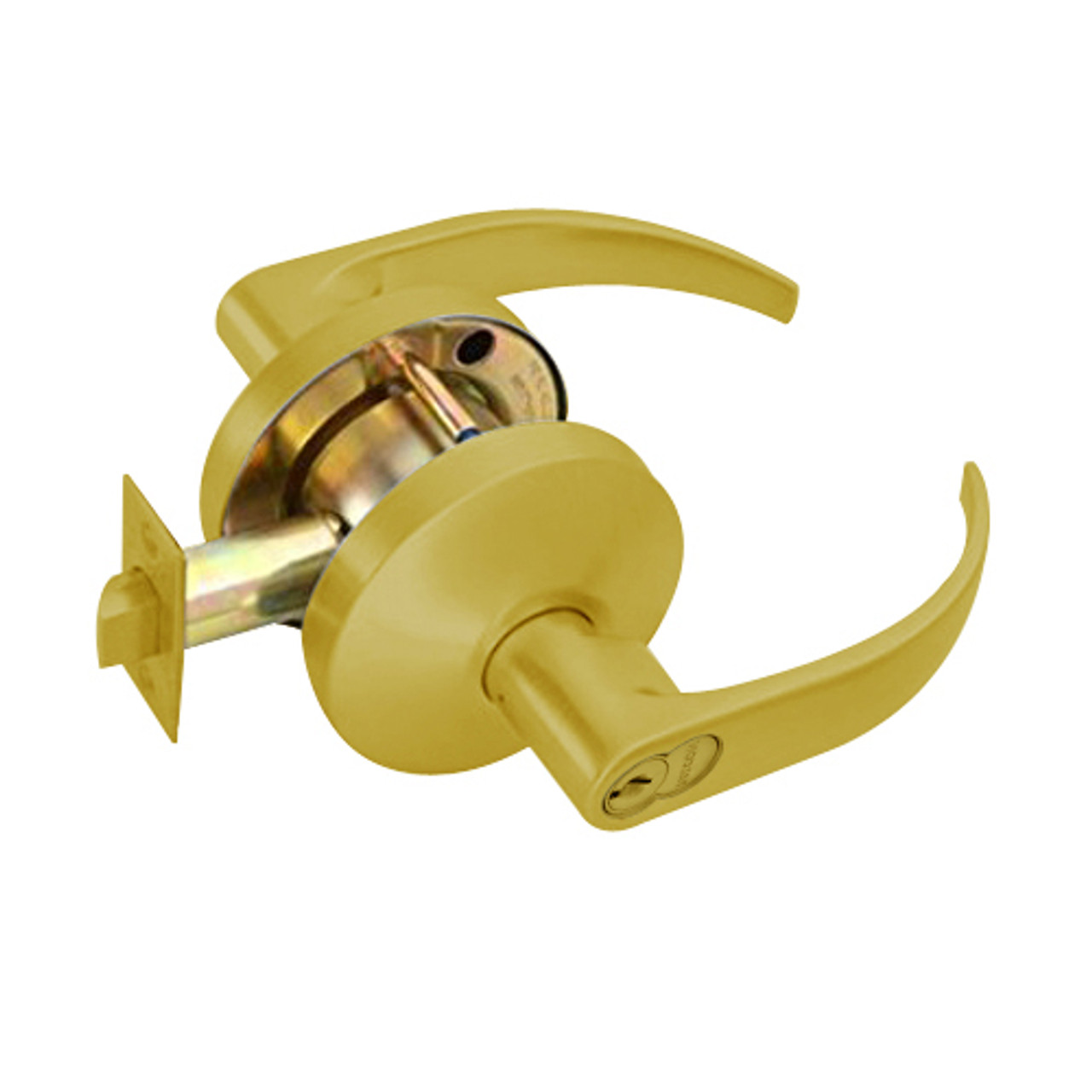 B581GD-Q-605 Falcon B Series Single Cylinder Storeroom Lock with Quantum Lever Style in Bright Brass Finish