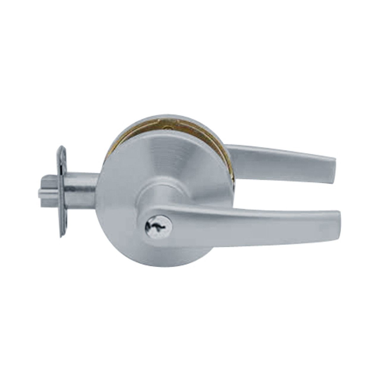 K571PD-A-626 Falcon K Series Single Cylinder Dormitory/Corridor Lock with Avalon Lever Style in Satin Chrome Finish