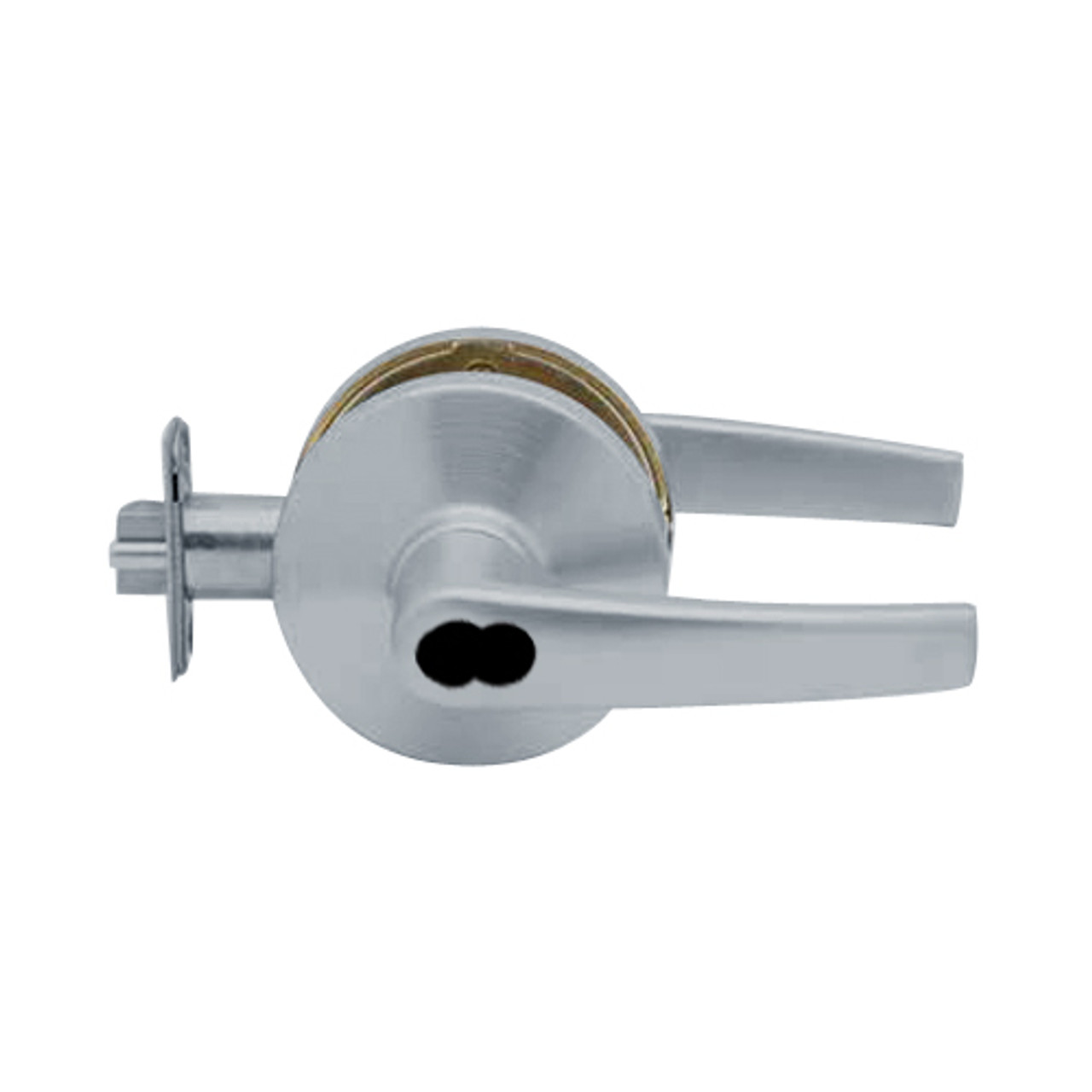 K571BD-A-626 Falcon K Series Single Cylinder Dormitory/Corridor Lock with Avalon Lever Style in Satin Chrome Finish