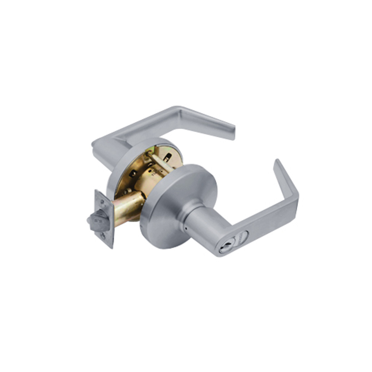 K581GD-D-626 Falcon K Series Single Cylinder Storeroom Lock with Dane Lever Style in Satin Chrome Finish