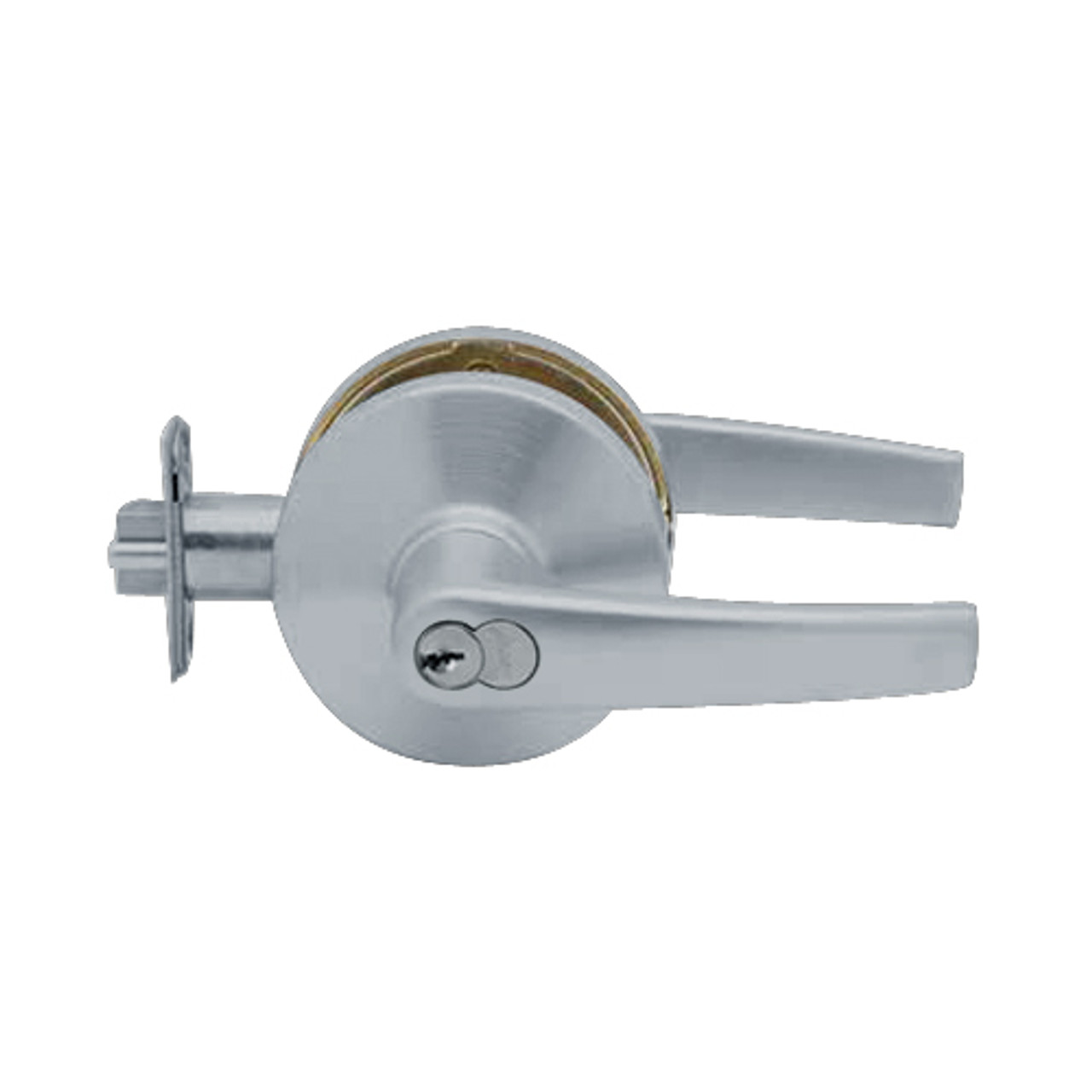 K571GD-A-626 Falcon K Series Single Cylinder Dormitory/Corridor Lock with Avalon Lever Style in Satin Chrome Finish