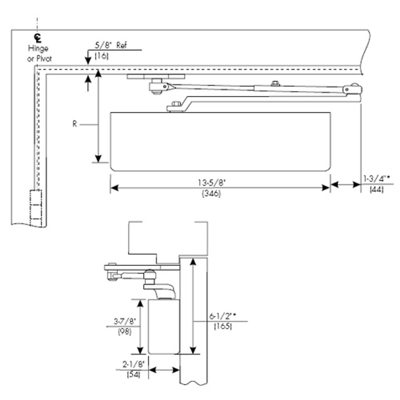 P7500-696 Norton 7500 Series Non-Hold Open Institutional Door Closer with Parallel Arm Application Only in Gold