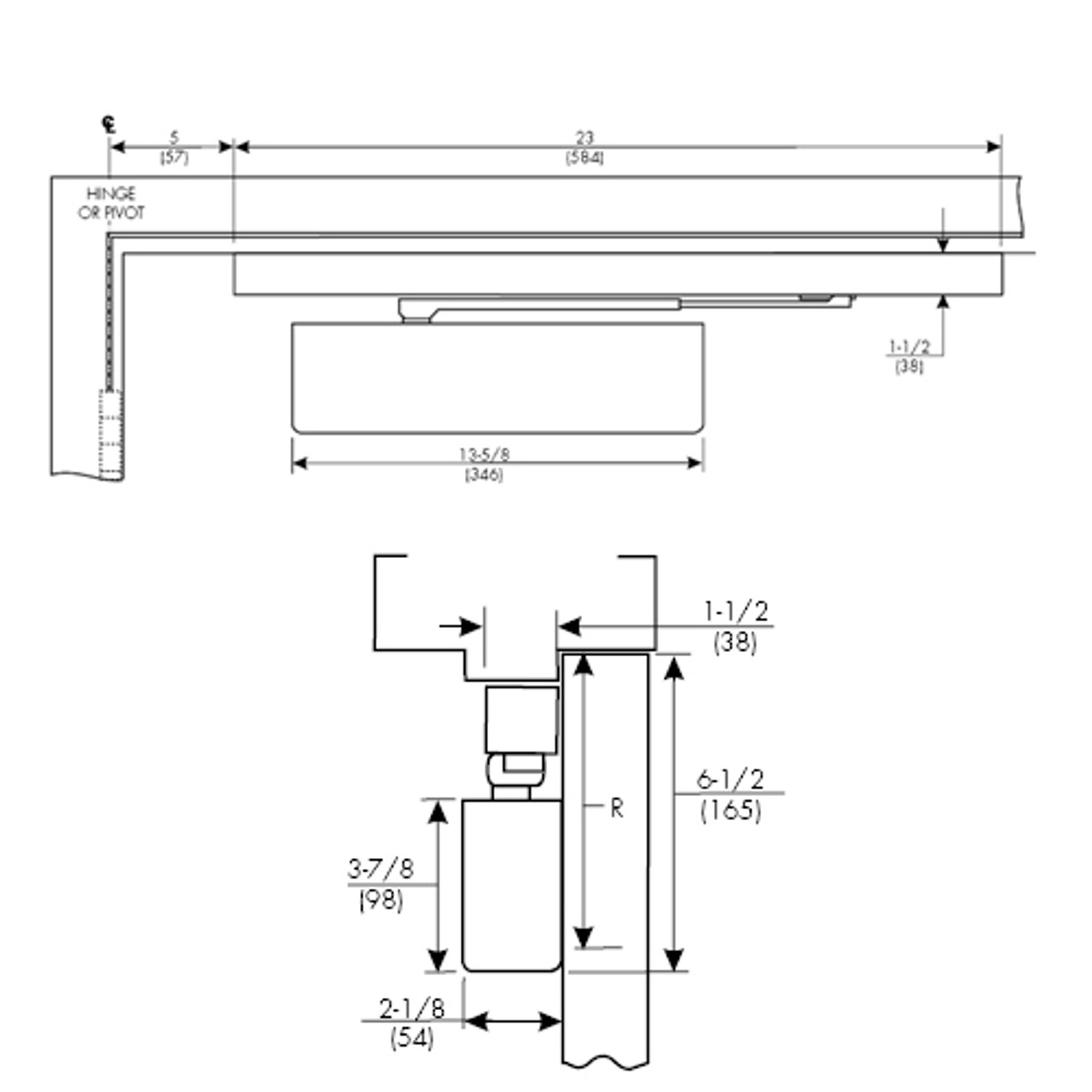 PS7500ST-696 Norton 7500 Series Non-Hold Open Institutional Door Closer with Push Side Slide Track in Gold