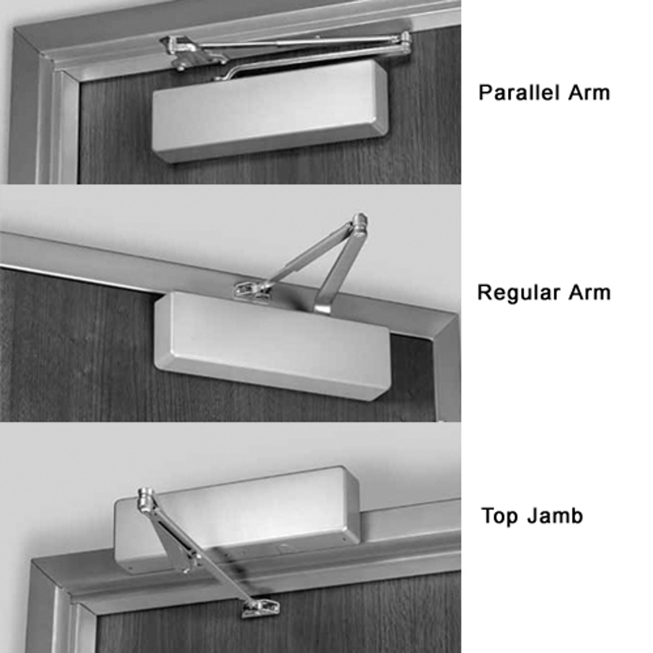 7500DA-689 Norton 7500 Series Non-Hold Open Institutional Door Closer with Regular Parallel or Top Jamb to 3 inch Reveal in Aluminum