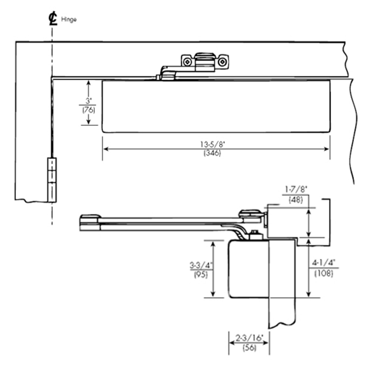 7570-696-RH Norton 7570 Series Security Door Closer with Regular Rigid Arm in Gold Finish