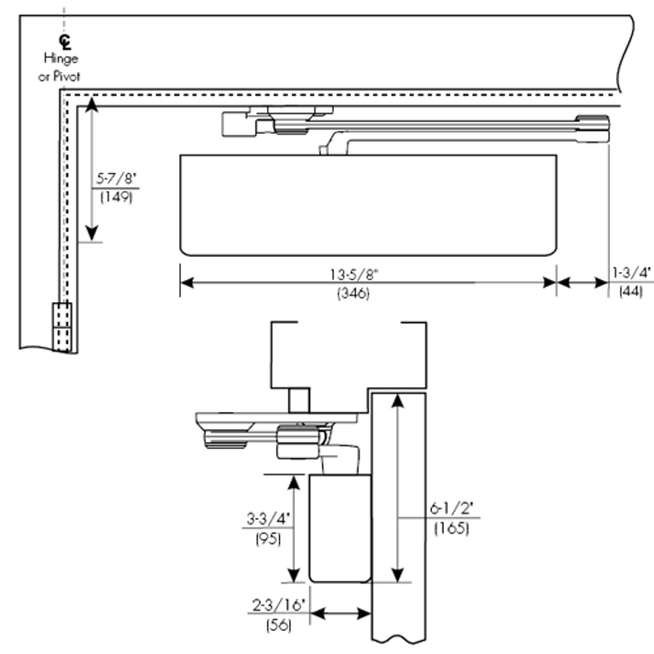 CPS7570-693-RH Norton 7570 Series Security Door Closer with CloserPlus Spring Arm in Black Finish