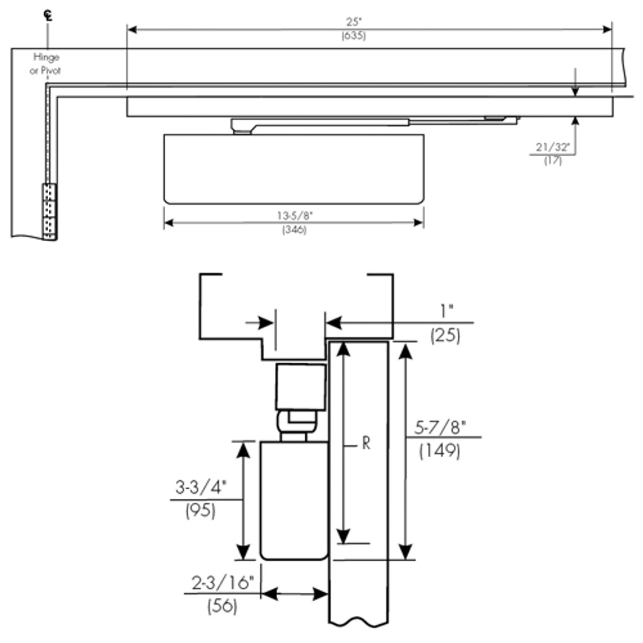 PS7570ST-689-RH Norton 7570 Series Security Door Closer with Push Side Slide Track Arm in Aluminum Finish