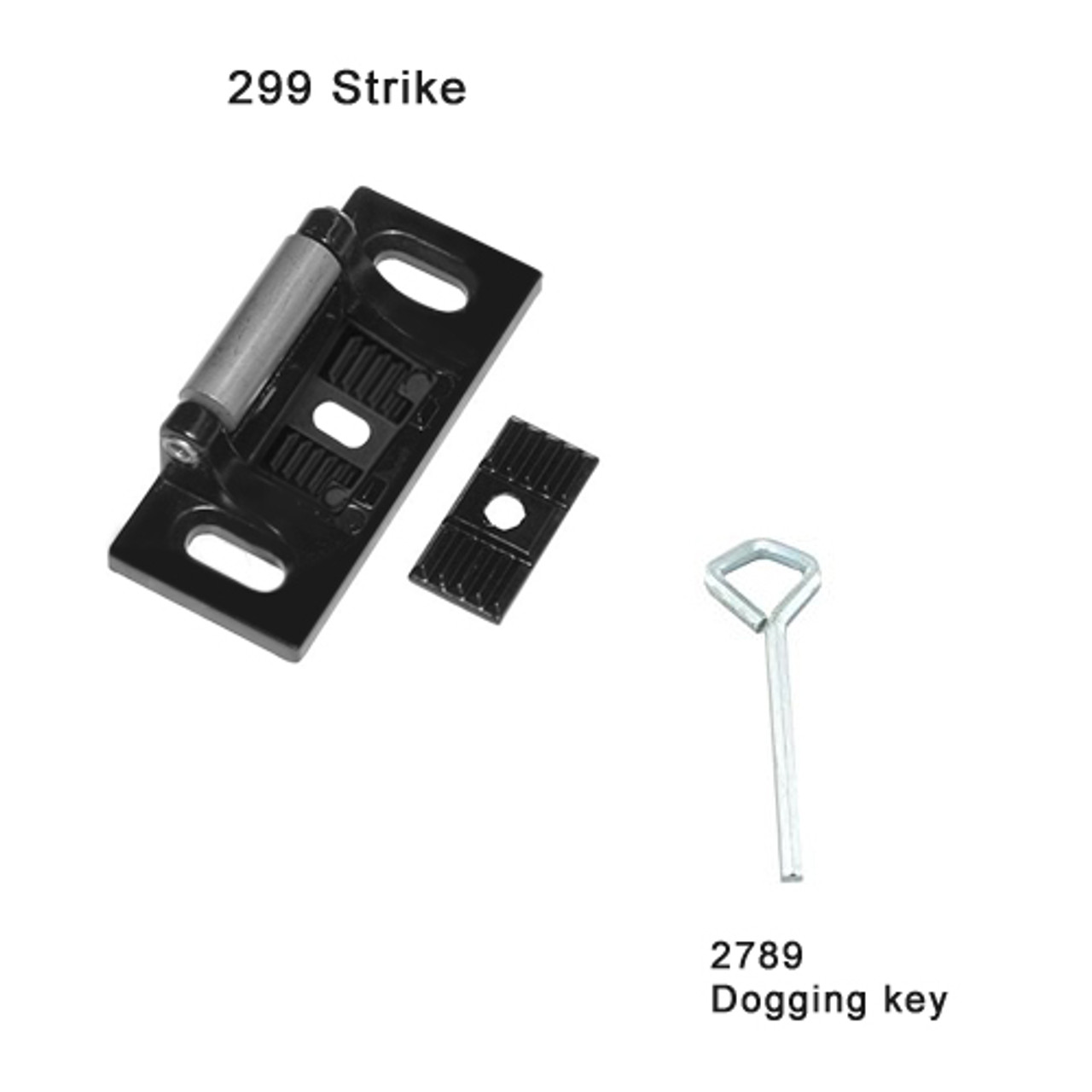 25-R-L-BE-DANE-US19-4-LHR Falcon 25 Series Rim Exit Device 510L-BE Dane Lever Trim with Blank Escutcheon in Flat Black Painted