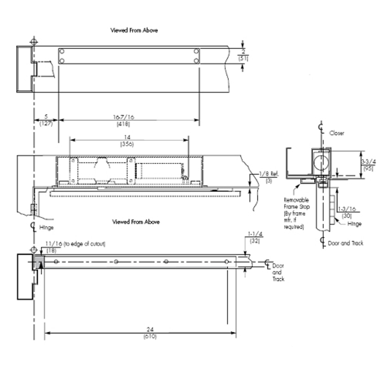 7900-691-LH Norton 7900 Series Non-Hold Open Overhead Concealed Closers with Multi-Sized Spring 1-6 in Dull Bronze Finish