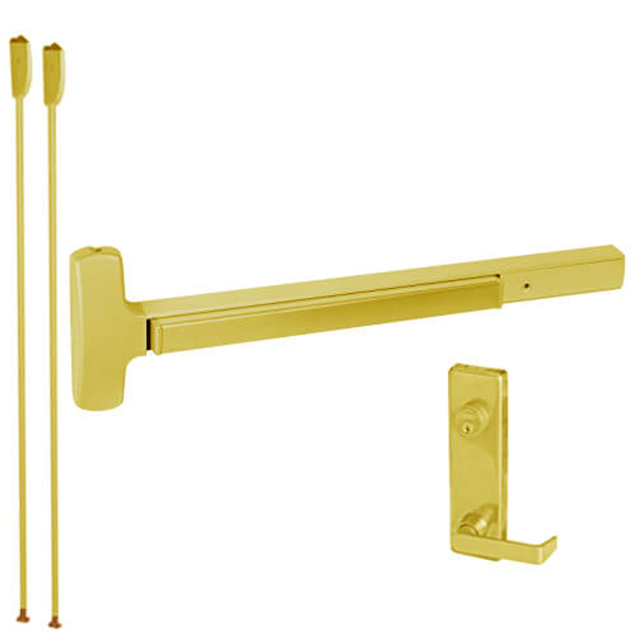 25-V-L-DANE-US3-4-RHR Falcon Exit Device in Polished Brass