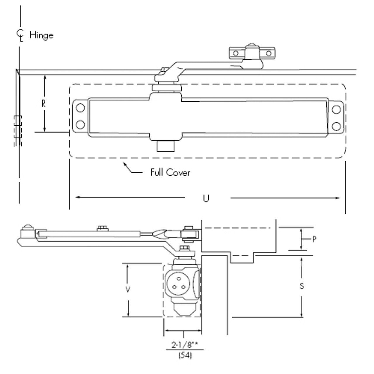 S8101DA-689 Norton 8000 Series Non-Hold Open Door Closers with Regular Arm Application in Aluminum Finish