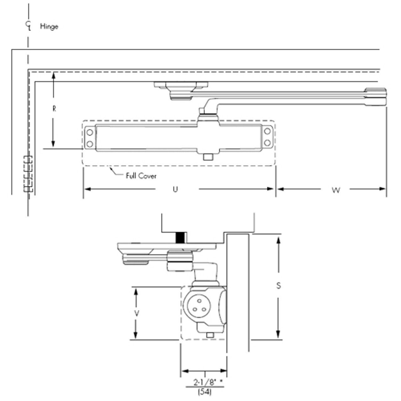 PR8101DA-696 Norton 8000 Series Non-Hold Open Door Closers with Parallel Rigid Arm in Gold Finish