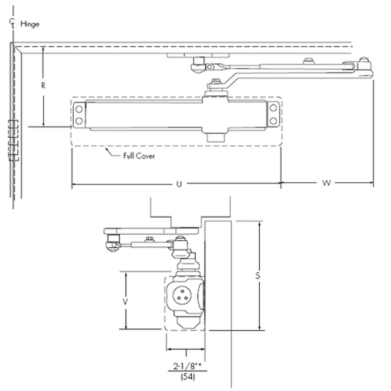 P8501DA-689 Norton 8000 Series Full Cover Non-Hold Open Door Closers with Parallel Arm Application in Aluminum Finish