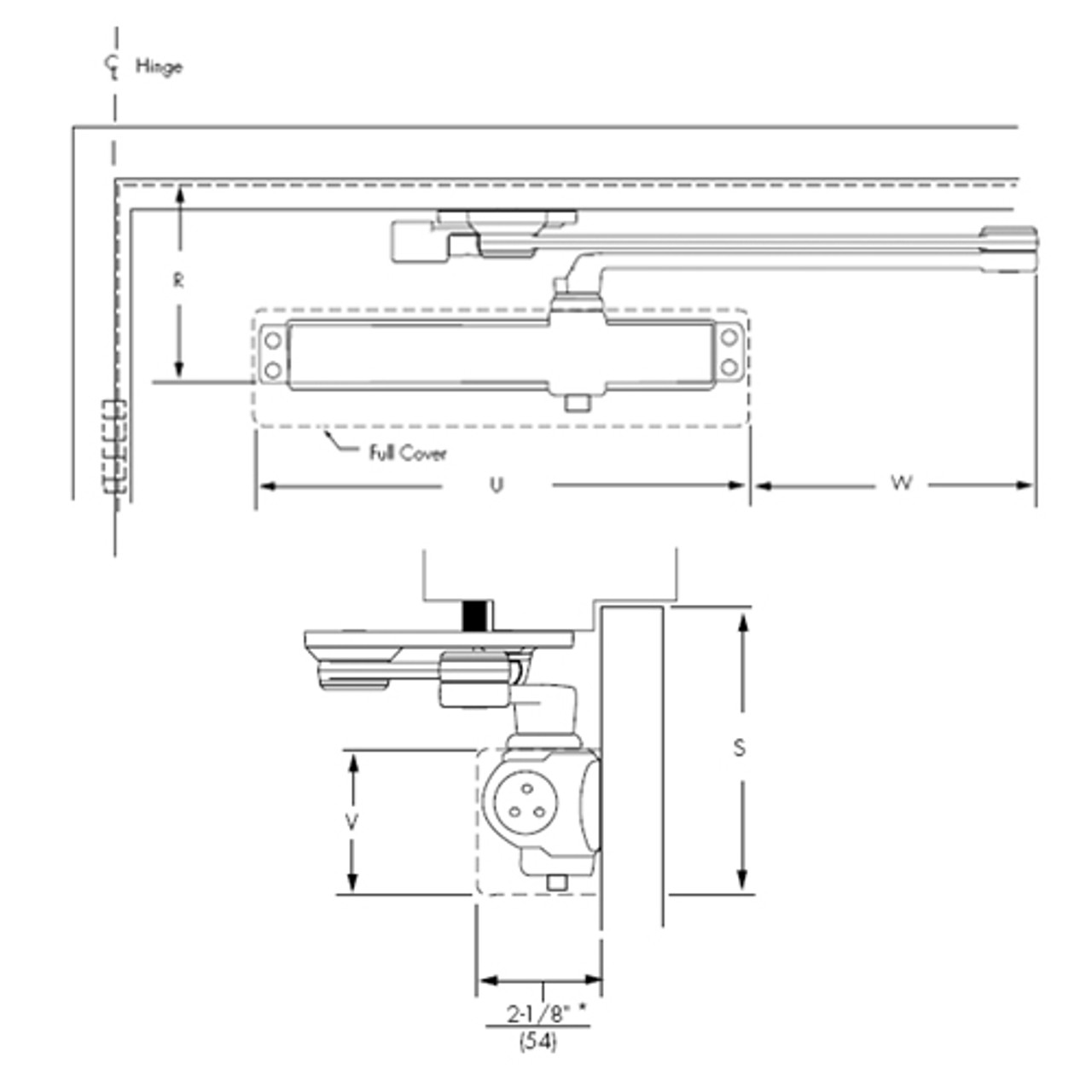 CPS8501M-690 Norton 8000 Series Full Cover Non-Hold Open Door Closers with CloserPlus Spring Arm in Statuary Bronze Finish